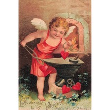 Valentine Postcard George A Nass Cupid Blacksmith Anvil Hearts 1908 Antique picture