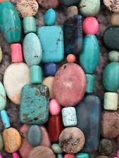 Stone Trade Beads 10 Large Strands in Lot Year Unknown Bundle of Vintage Heavy picture