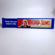Vintage 1994 Virginia Slims Grocery Store Lane Divider Blue Tobacciana Ad Decor picture