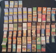LOT OF 68 VTG FEATURE MATCHBOOKS- ALL BUT ON FULL AND UNSTRUCK-IN BINDER picture