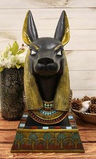 Black and Gold Large Ancient Egyptian God of The Dead Anubis Bust Statue 17.75