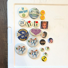 Vintage Mixed Lot of 20 Pinback Buttons Assorted Designs & Themes picture