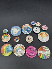 Vintage Peace , Love , Rainbow Theme Pinback Buttons 80’s & 70’s picture