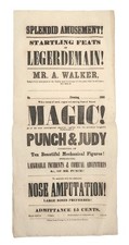 1855 antique MAGIC-PUNCH & JUDY-NOSE AMPUTATE hartford ct BROADSIDE mr a walker picture