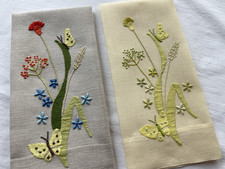 Vintage Constance Leiter Madeira Hand Embroidered Linen Guest Towels  2 picture
