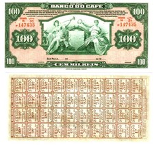 u Reproduction Note Brazil 100 Mil Reis 1890 Pick #S541     0851R picture