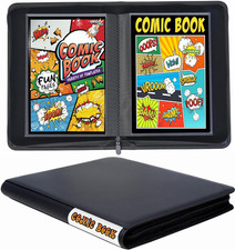 Comic Book Binder, 24+ Pockets Comic Book Storage Album, Premium PU Leather picture