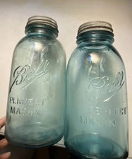 Big Antique Blue Ball Perfect Mason Jars Canning Jars W Zinc Lids. As Is picture
