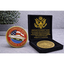 US NAVY USS GEORGE H.W. BUSH CVN-77 Challenge Coin USA w/ Retirement Award picture