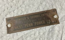 Vintage West Penn Power Co Brass Machine Tag Badge Plate Pittsburgh picture