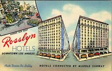 1940's Los Angeles Rosslyn Hotels Calif. VTG  Postcard Advertising picture