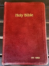 1982 Genuine Leather Bible Nelson NKJV 406BG Red GUC Holy Red Letter Gold Edged picture