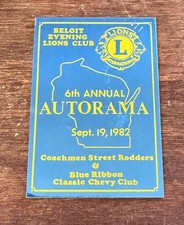 A203 1982 Autorama Car Show Metal Dash Plaque Lions Club Beloit Wisconsin picture