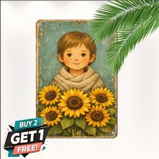 Elegant Floral Botanical Portrait Sign Vintage Shabby Metal Plaque 8x12 picture