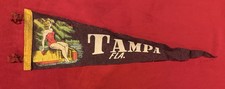 Vintage Tampa Florida 25 Inch Travel Pennant Bathing Beauty Lake Dock picture