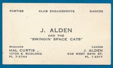 Mid-Century Band Business Card J Alden &  The Swingin Space Cats Los Angeles picture