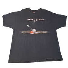 Vintage 90s Harley-Davidson Atlantic City NJ Eagle Graphic Black T-Shirt picture