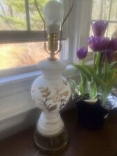 1920's Hand PaintedBristol Glass Table Lamp Painted Floral Germany. picture