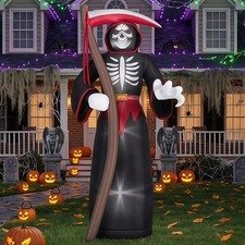 8FT Halloween Inflatables Outdoor, Giant Grim Reaper Blow up Yard Decor picture