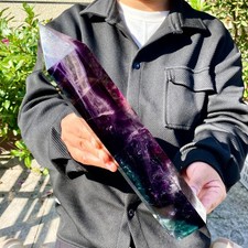 3.9LB Large natural color fluorite crystal column  energy repair picture