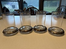 Frank M Whiting Sterling Silver Glass Coasters Set of 4 + 4 Etched Tumblers picture