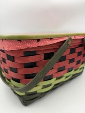 Longaberger Retired 2010 Watermelon Medium Market Basket, Liner, and Lid picture
