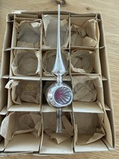Vintage Small Indent Silver Glass Christmas Tree Topper Ornament picture