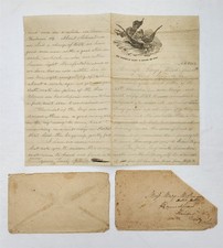 1862 antique CIVIL WAR PATRIOTIC LETTER roundhead oh MARY M IRWIN picture