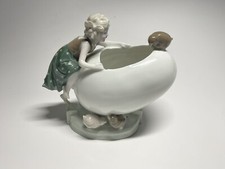 c1920s German Galluba And Hofmann Porcelain Girl w/ Egg & Chicks Easter Theme picture
