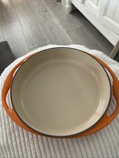 Vtg Le Creuset #30 3.5 Qt Cast Iron Braiser Flame Red Orange NO LID Excellent picture