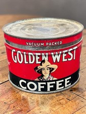 Vintage Golden West Coffee Tin 1927 Closset & Devers 1 Lb Can Cowboy  picture