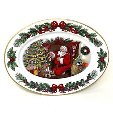 Vtg Franklin Mint Christmas Cookie Platter Santa The Night Before Christmas 1990 picture
