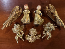CHRISTMAS GOLD CHERUB ANGELS MUSIC ORNAMENTS NORCREST FIGURINES F-176 LOT 7 EUC picture