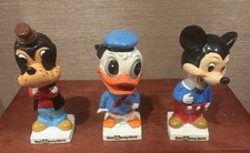 Lot Of 3 WALT DISNEY WORLD Paper Mache Bobble Heads Mickey Donald Goofy Vintage picture