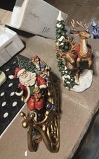 Vintage Porcelain Santa Sleigh & Reindeer Christmas Set – 2 Piece  picture