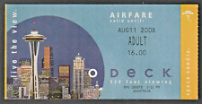 2008 Seattle  Washington Space Needle Observation Deck Ticket Stub Aug 11 2008. picture