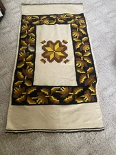 Vintage Southwestern Wool Textile 83x43 Handwoven Geometric Rug Wall Hanging picture