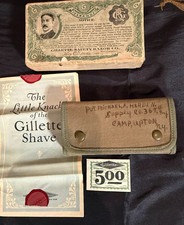 Gillette # H84180 US Army WWI Military Soft Khaki Safety Razor Set picture