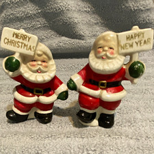 Vintage Japan Hand Painted Ceramic Santa Claus Salt & Pepper Shakers Set of 2 picture