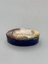 Antique Victorian European Enamel Trinket Box, Pastoral Landscape, 2.75'' picture