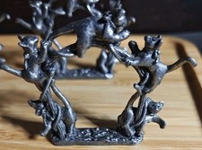 4 Vintage Pewter Wanda Scuby Napkin Holders Signed picture