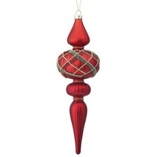 Regency International Mercury Glass Beaded Plaid Finial Ornament picture