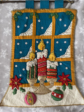 Vintage Bucilla Felt&Sequin “Winter Window” Wall Hanging from Kit# 1642 picture