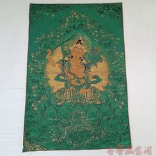 Tibetan Thangka Embroidery Manjushri Buddha Gold Stitched Wall Art 90x60cm picture