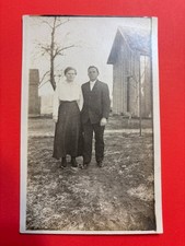 Vintage Real Photo Postcard RPPC Couple Man Woman Farmhouse Rural Portrait Early picture