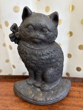 Cast Iron Antique Style Persian Cat with Bow Doorstop Hubley #38 Vintage Statue picture