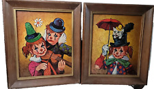 Framed Prints Clown(s) by Lee 8 X 10 #332 & #348 cat, girl, boy Winde Int VTG 2x picture