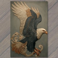 POSTCARD Bald Eagle Ornate Filigree Wings Patriotic Americana Majestic picture
