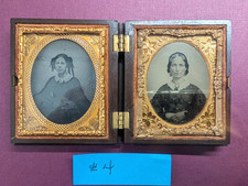 1856 Pair of Ninth‑Plate Ambrotypes – Two Women – Crisp & Sharp – Union Case picture