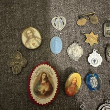 ANTIQUE RELIGIOUS MEDAL PENDANTS RELIC TOKEN ETC Various Metals And Origins picture